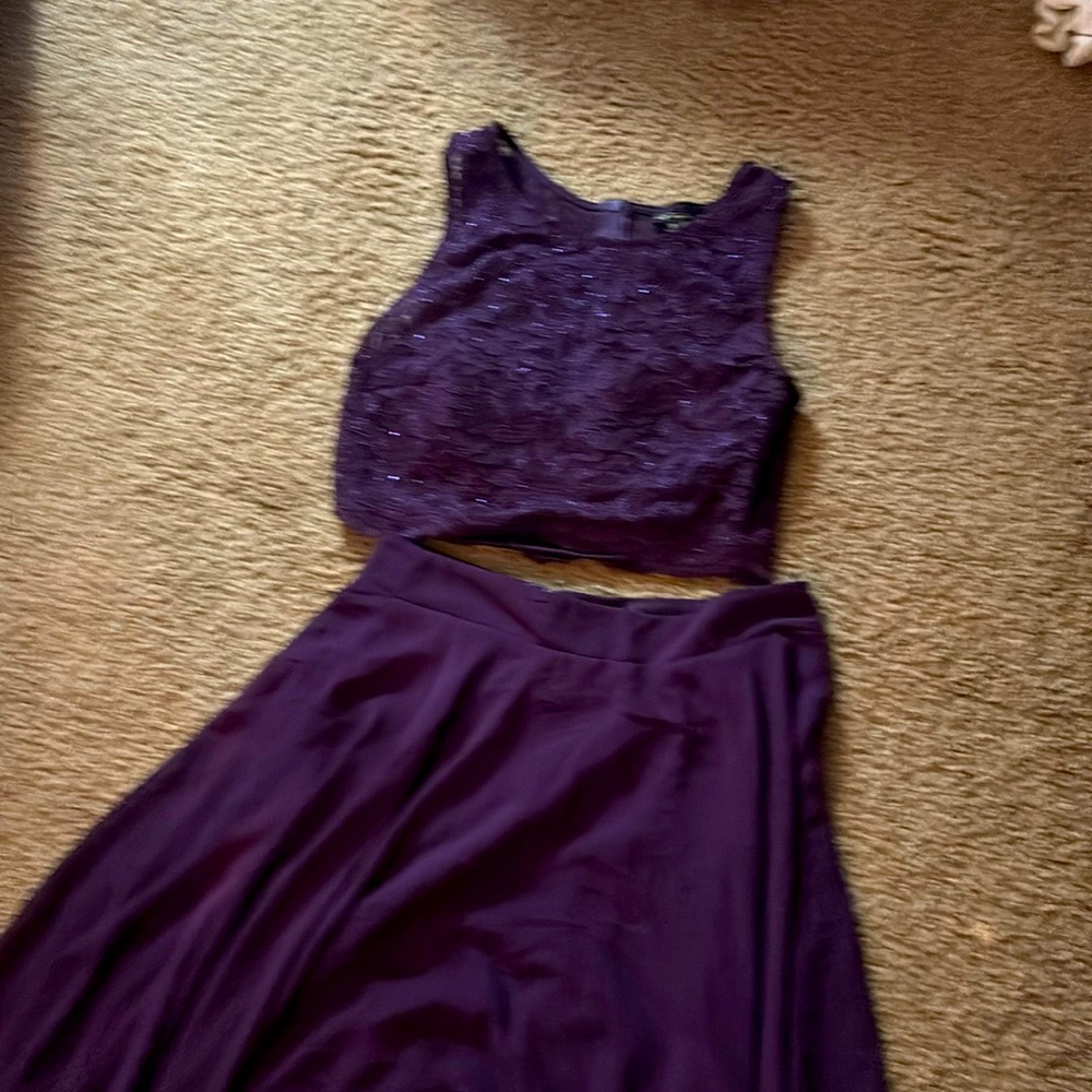 Full length 2 puece prom dress
